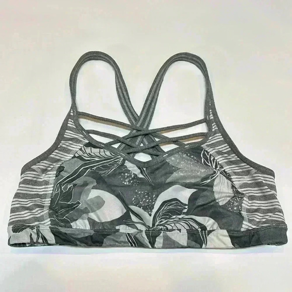 Athleta Sports Bra XL Women's Exercise Run Walk Workout Yoga Plus Straps Floral - Picture 1 of 7